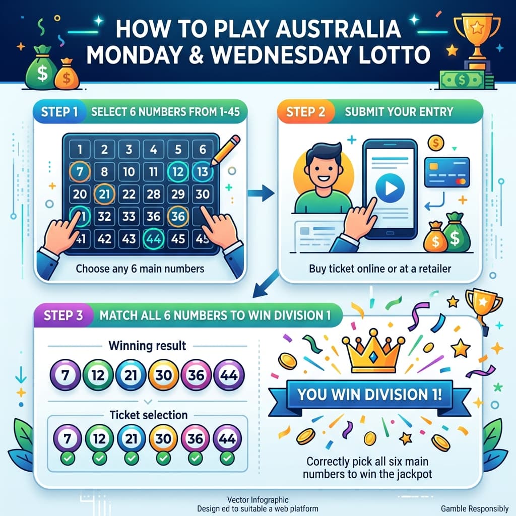 How to play Australia Monday & Wednesday Lotto